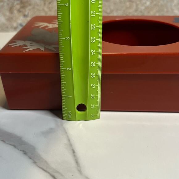 Vintage Retro Aquetta Ware Tissue Kleenex Holder Red Butterfly Floral Leaf MCM - Picture 5 of 13